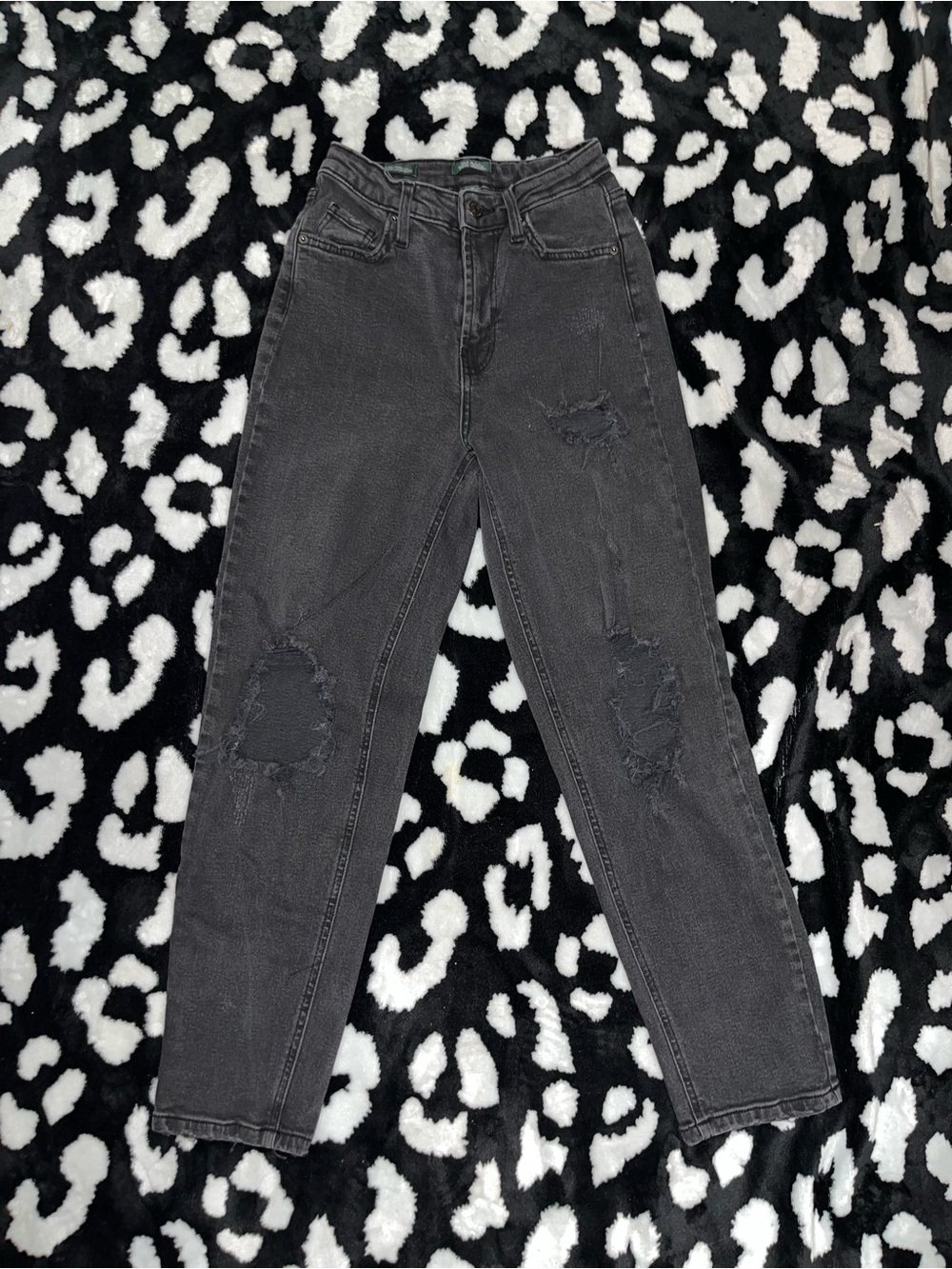 wild fable Black Straight Leg Distressed Jeans